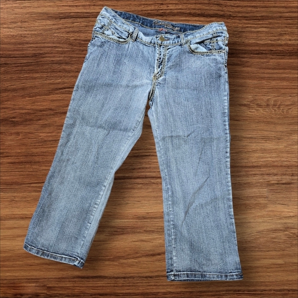 Funhouse Vintage Light Blue Low Rise Women's Capri Jeans Vintage Y2k